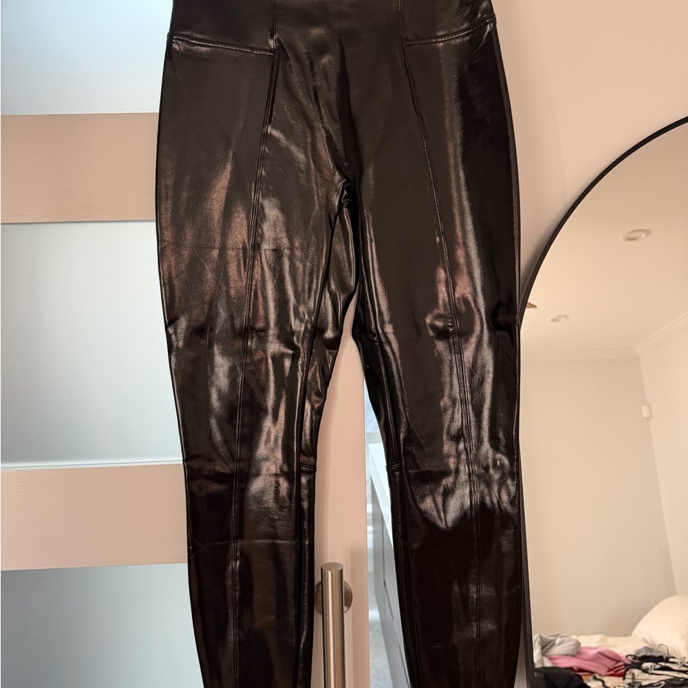 SPANX Black Faux Leather Leggings